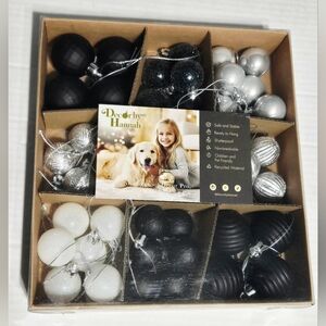 Mini Christmas Ornaments, 45ct Small Black White Ornaments for Christmas Tree